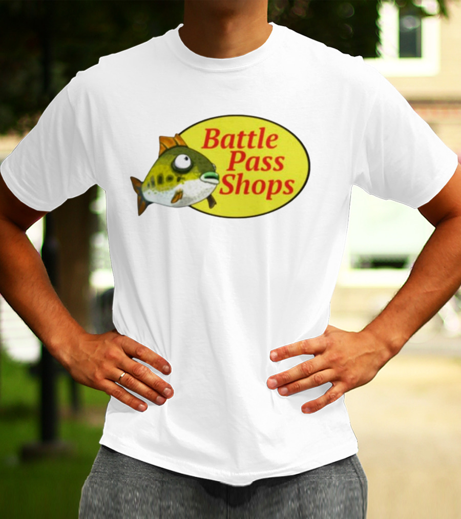Battle Pass Shops Fish Logo Retro Inspired T-Shirt