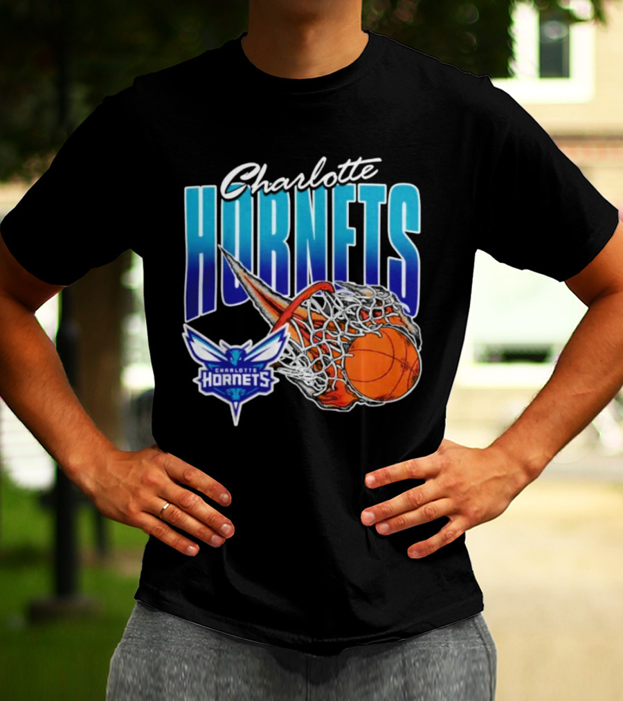 Charlotte Hornets Basketball Fire And Net T-Shirt