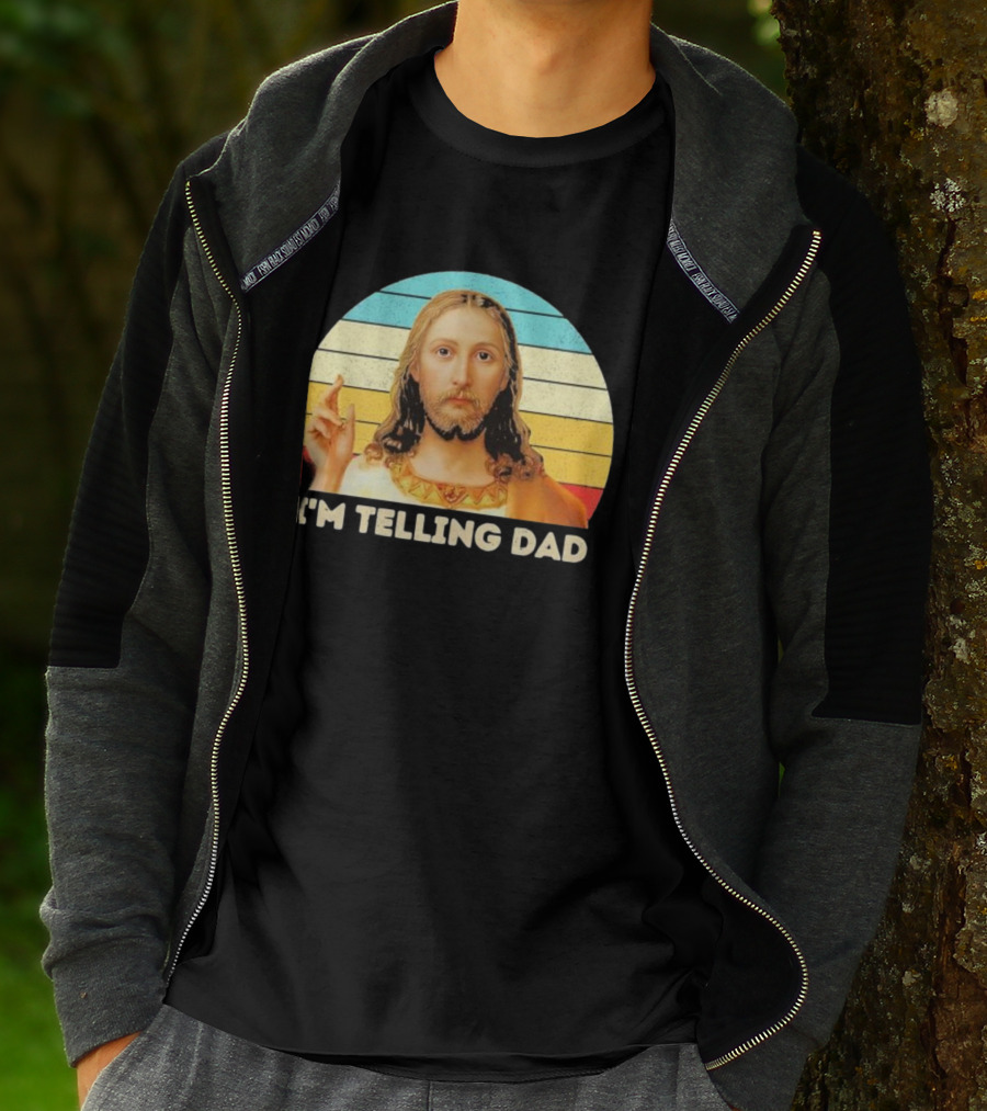 Christian Jesus I'm Telling Dad Retro T-Shirt