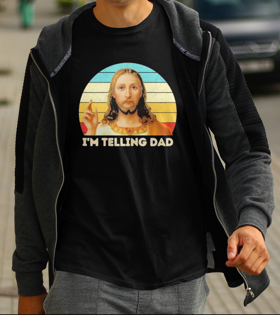 Christian Jesus I'm Telling Dad Retro T-Shirt