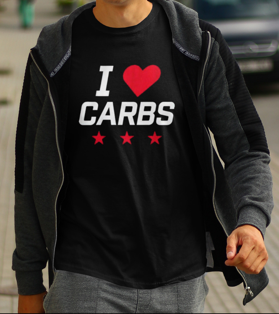 I Love Carbs Washington Capitals Fan Shirt With Red Heart And Three Stars T-Shirt