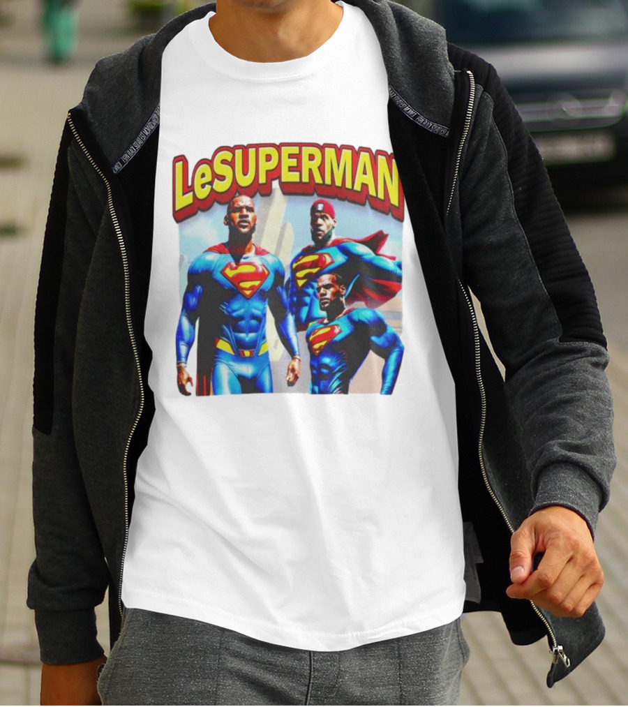 LeSuperman Lebron James Superman Trio Heroic Pose T-Shirt