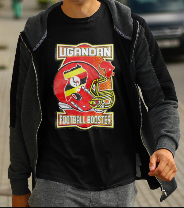 UGANDAN Football Booster Africa Map Flag Helmet T-Shirt