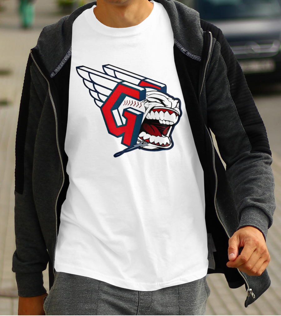 Cleveland Guardians Wings Logo With Fierce Expression T-Shirt
