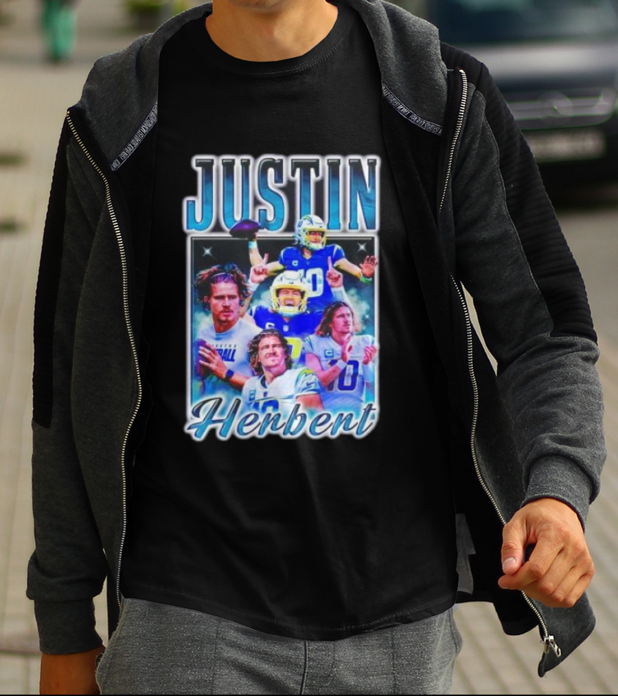 Justin Herbert Dynamic Football Moments Layered T-Shirt
