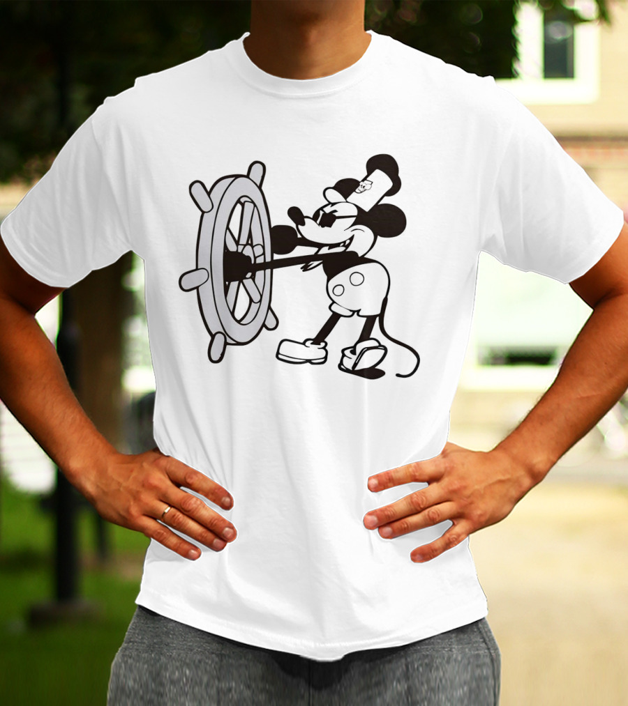 Steamboat Willie Mickey Mouse Pirate Steering Wheel T-Shirt