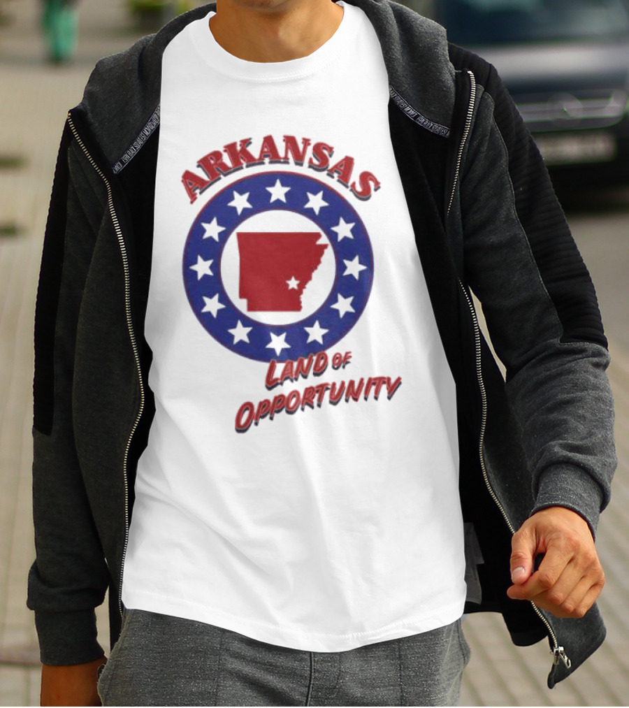 Arkansas Land Of Opportunity Red State Blue Star Circle T-Shirt