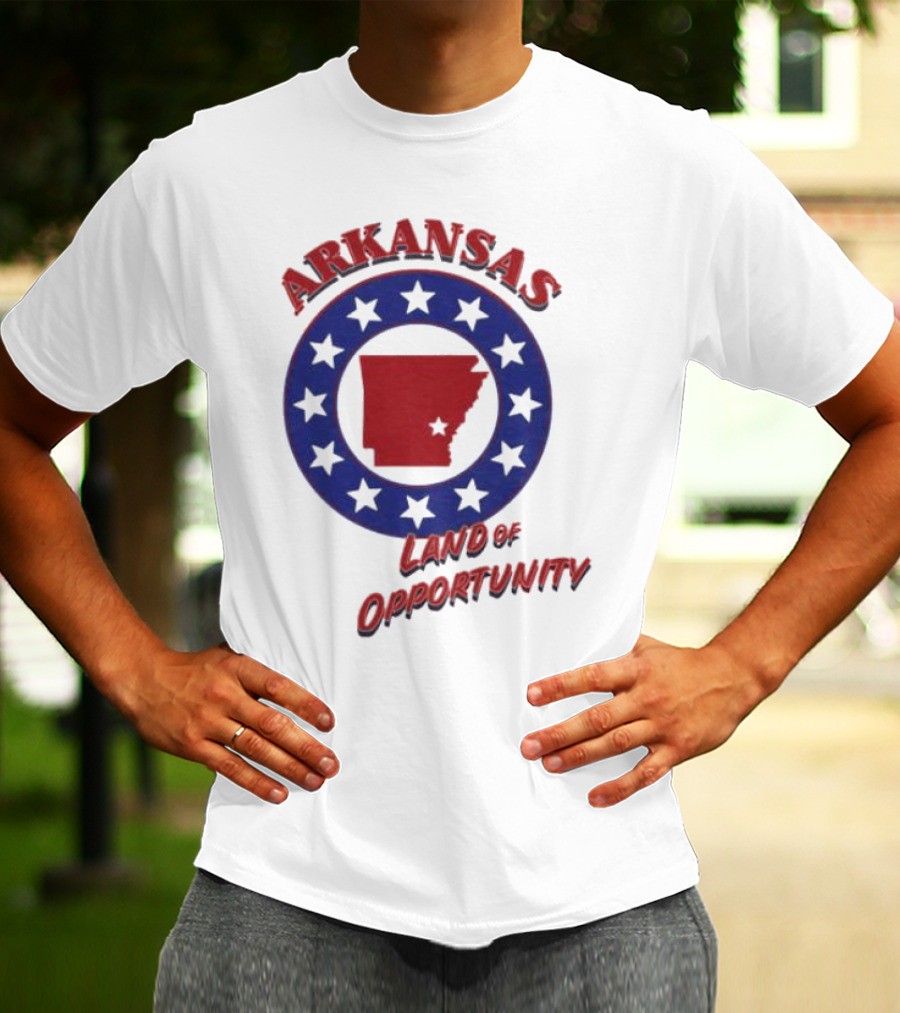 Arkansas Land Of Opportunity Red State Blue Star Circle T-Shirt