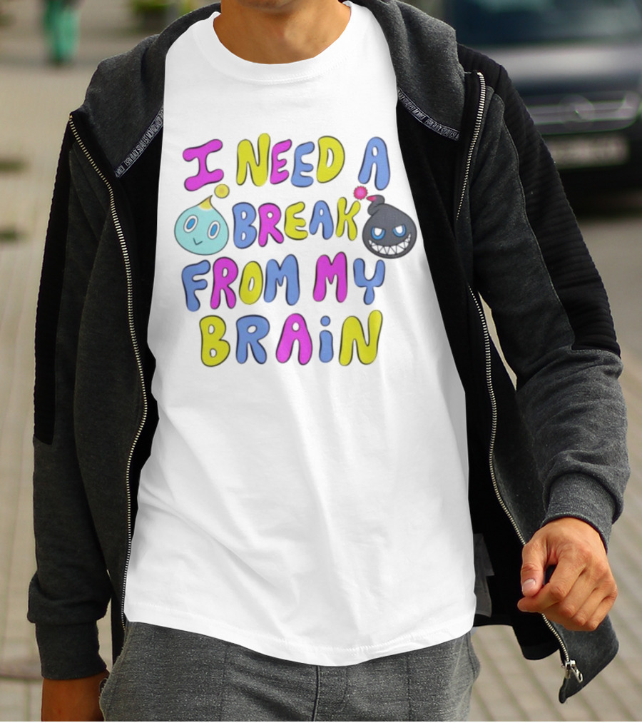 I Need A Break From My Brain With Playful Cartoon Characters T-Shirt