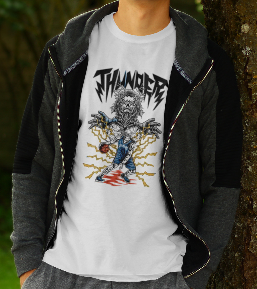 THUNDER Basketball Skeleton Power Burst T-Shirt