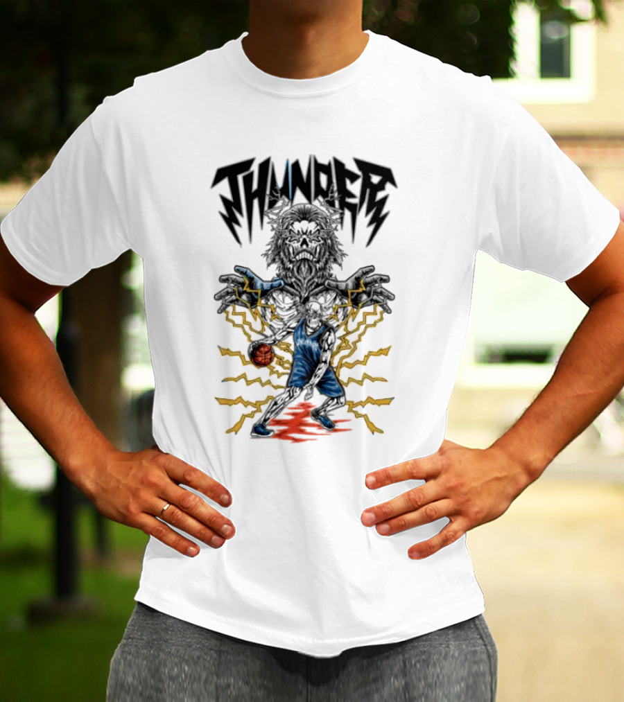 THUNDER Basketball Skeleton Power Burst T-Shirt