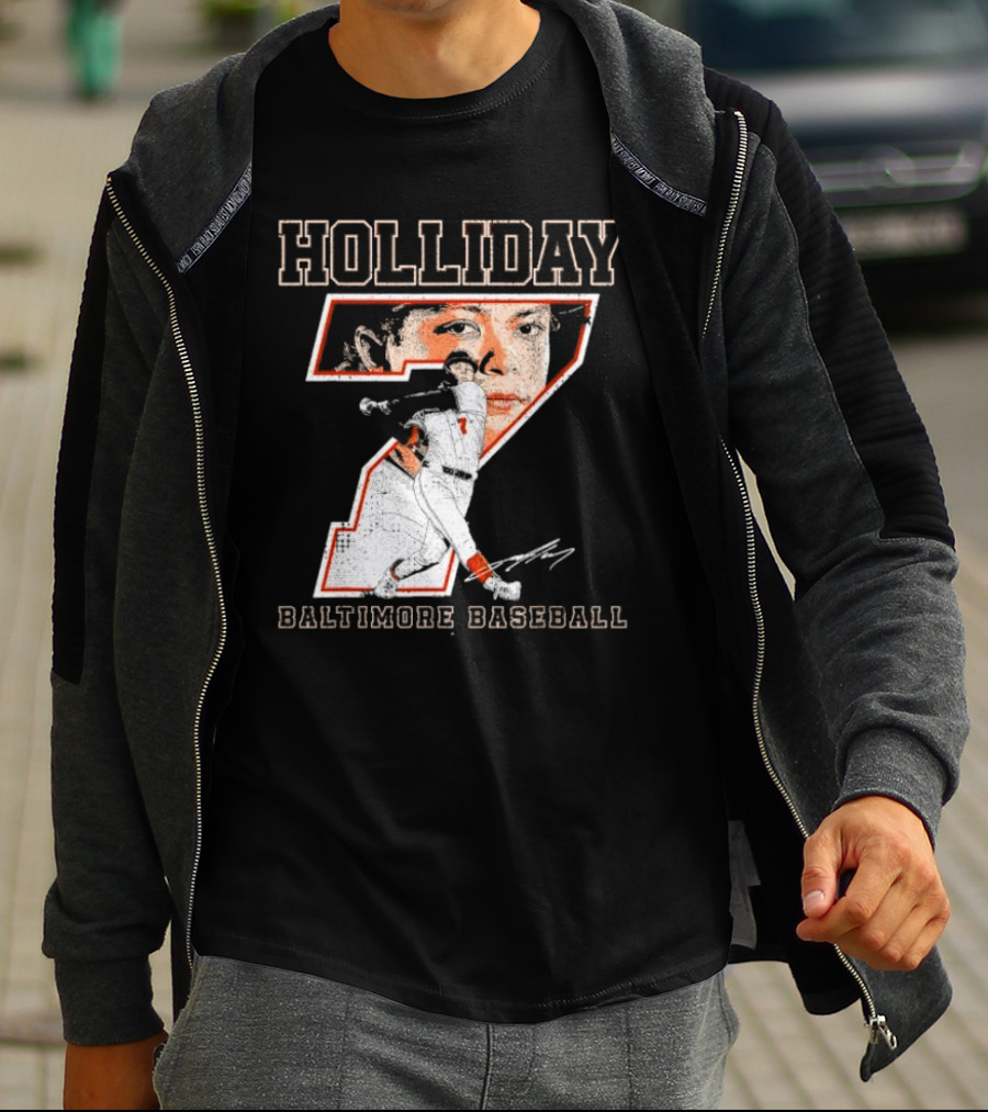 Holliday Number 7 Baltimore Baseball Signature T-Shirt