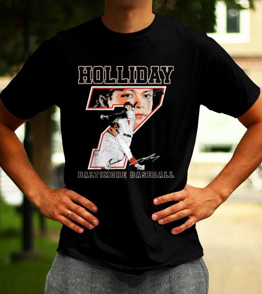 Holliday Number 7 Baltimore Baseball Signature T-Shirt