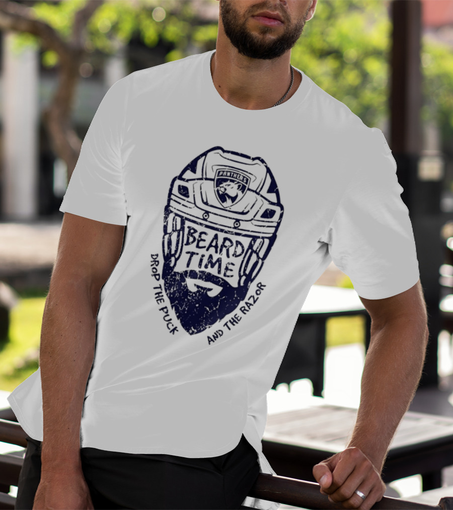 Florida Panthers Beard Time Drop The Puck And The Razor Hockey T-Shirt