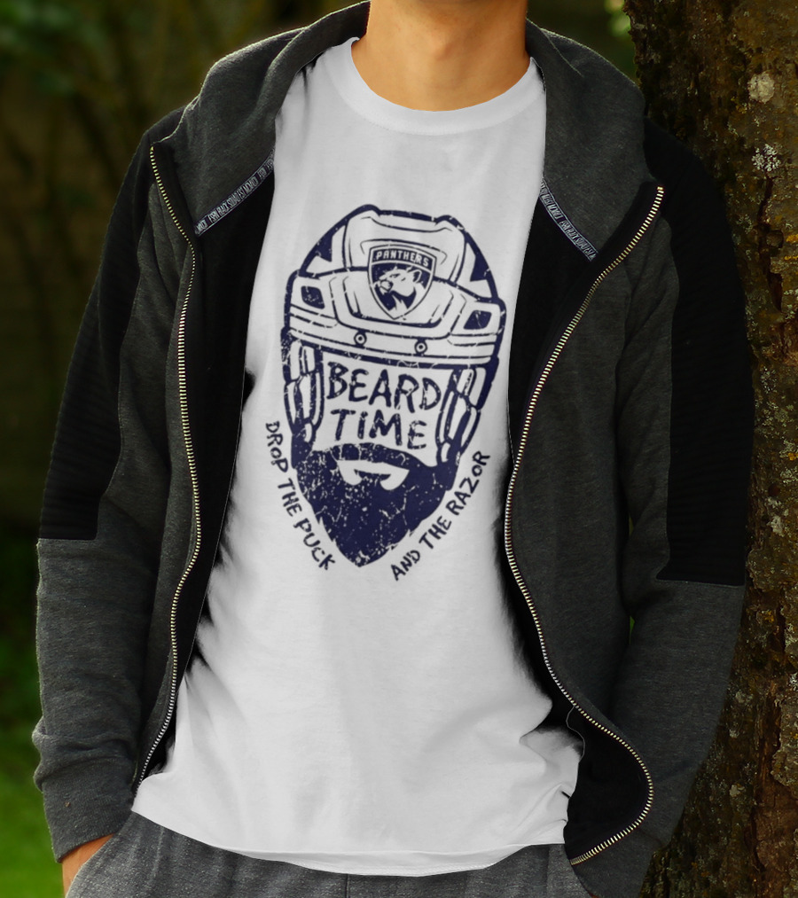 Florida Panthers Beard Time Drop The Puck And The Razor Hockey T-Shirt