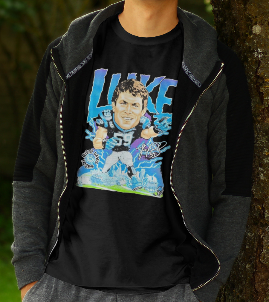 Luke Kuechly Carolina Panthers 59 Glory Days Icons Caricature T-Shirt