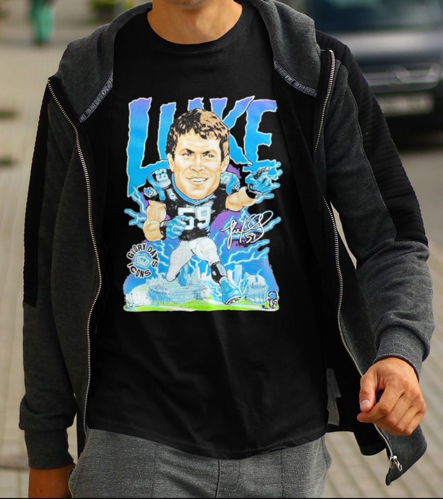 Luke Kuechly Carolina Panthers 59 Glory Days Icons Caricature T-Shirt