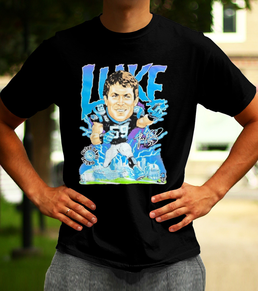 Luke Kuechly Carolina Panthers 59 Glory Days Icons Caricature T-Shirt