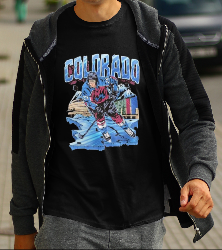 Colorado Avalanche Nathan MacKinnon Hockey 29 Ice Arena Colorado T-Shirt