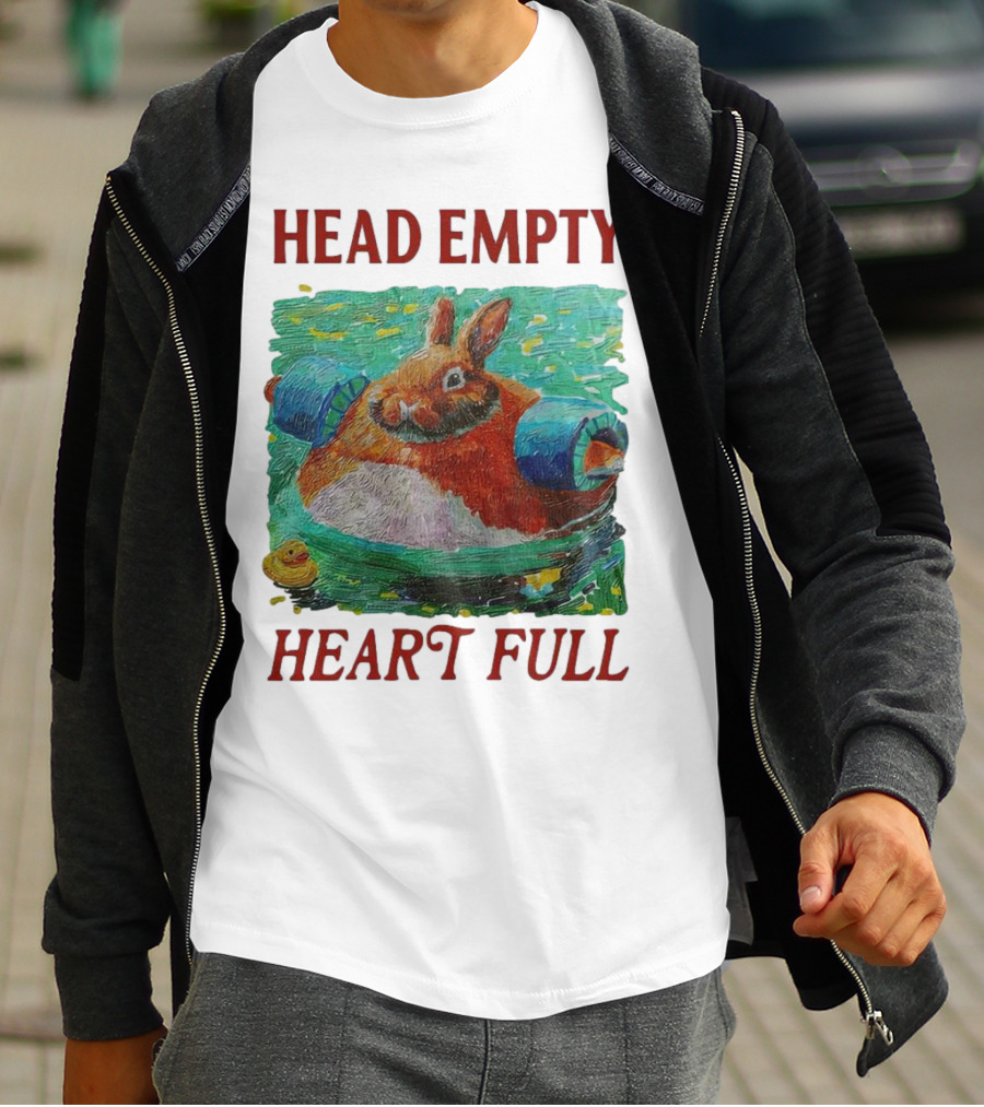 Head Empty Heart Full Bunny Floaties Pool Rubber Duck T-Shirt