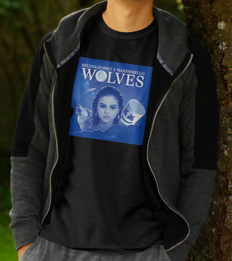 SELENA GOMEZ X MARSHMELLO WOLVES MOON WOLF FACE T-Shirt
