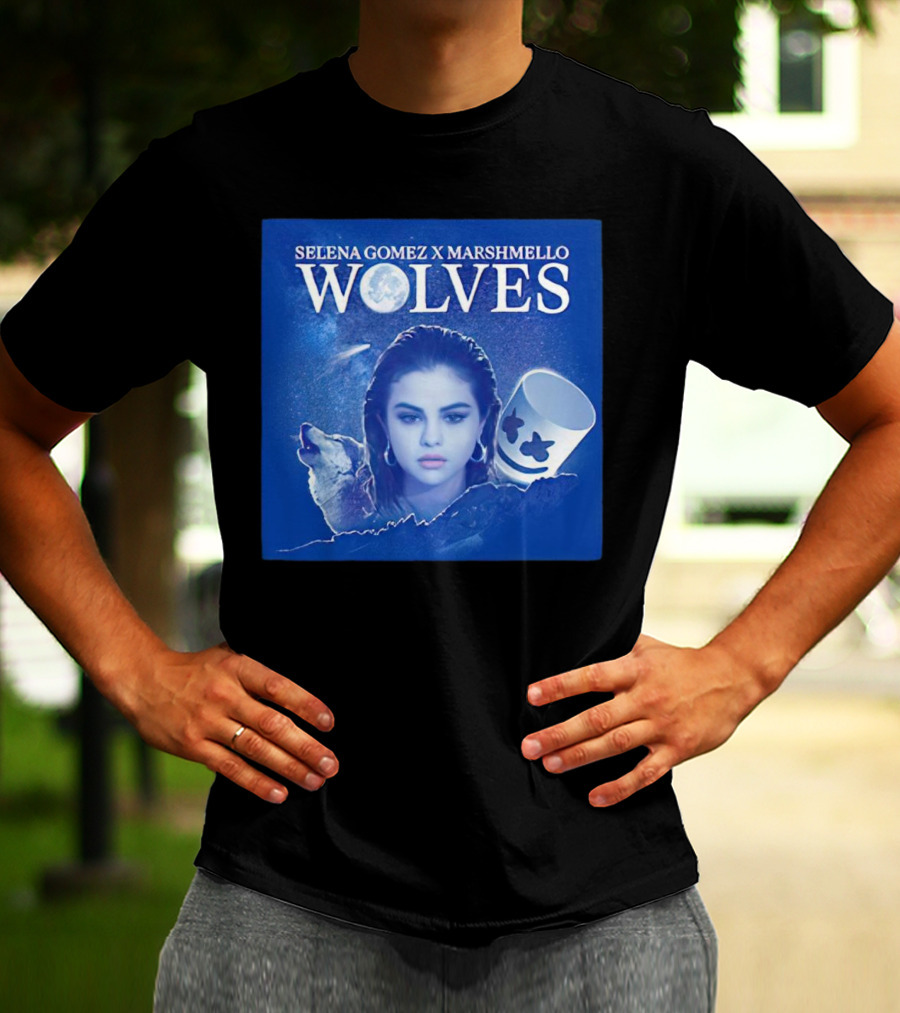 SELENA GOMEZ X MARSHMELLO WOLVES MOON WOLF FACE T-Shirt