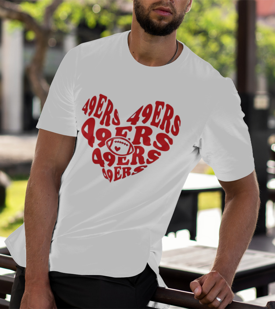 49ers Football Heart Typography T-Shirt