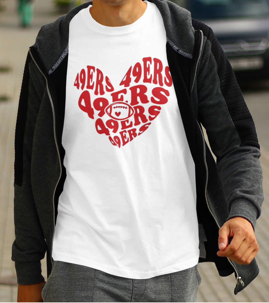 49ers Football Heart Typography T-Shirt
