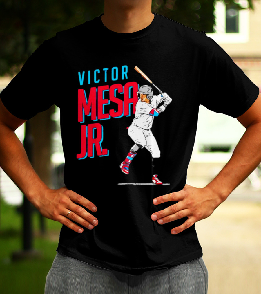 Victor Mesa Jr. Baseball Player With Bat And Colorful Socks T-Shirt