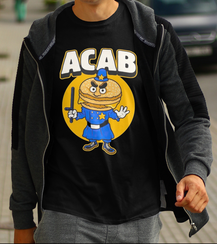 ACABurger Police Officer Burger Cartoon Character Iconic T-Shirt