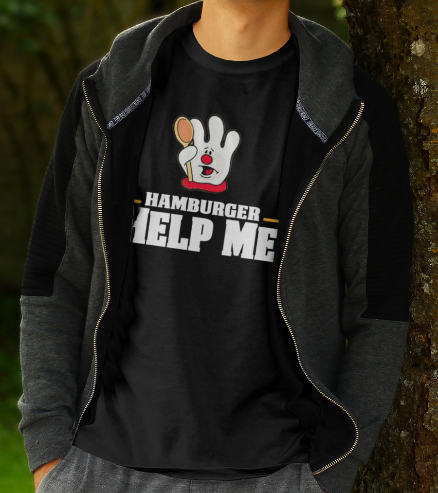 Hamburger Help Me Glove Holding Spoon Retro T-Shirt