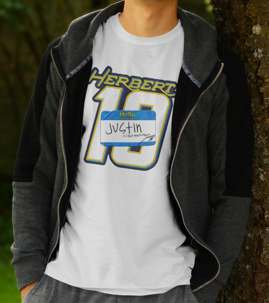 Herbert 10 Hello My Name Is Justin I Play Quarterback T-Shirt