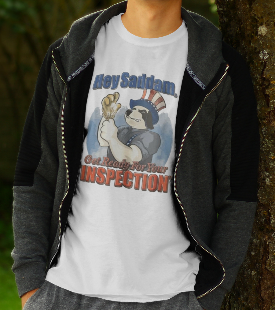 Hey Saddam Get Ready For Your Inspection Uncle Sam Dog Boxer Glove T-Shirt