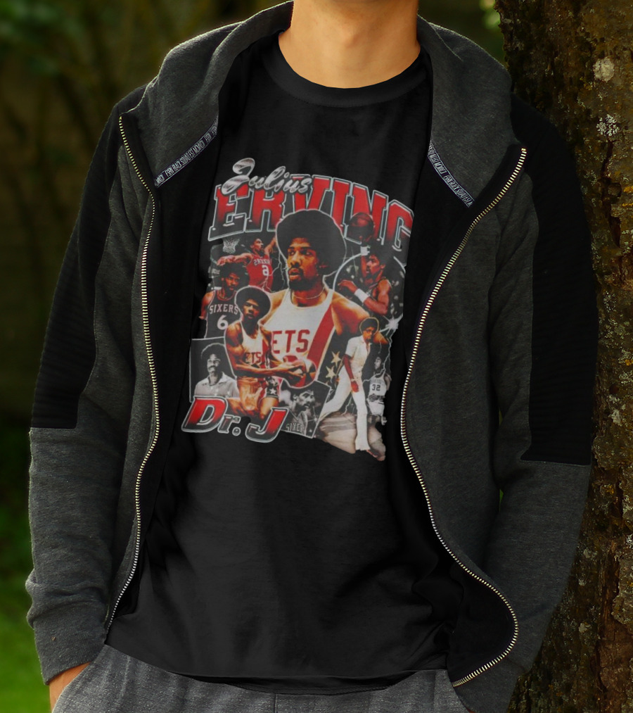 Julius Erving Dr J Sixers Nets Basketball Legend T-Shirt