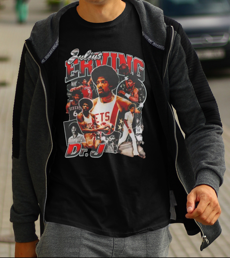 Julius Erving Dr J Sixers Nets Basketball Legend T-Shirt