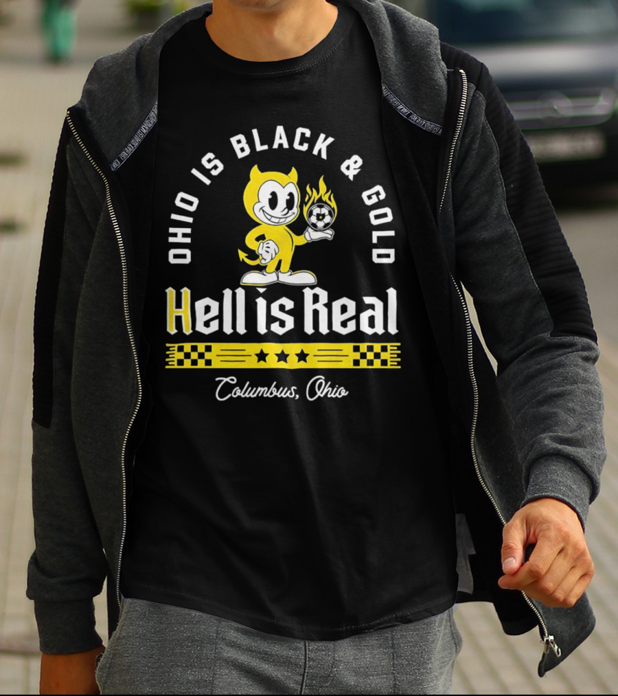 Ohio Is Black And Gold Hell Is Real Columbus Soccer Devil T-Shirt