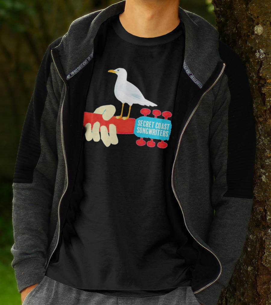 Secret Coast Songwriters Seagull On Red Guitar Neck T-Shirt