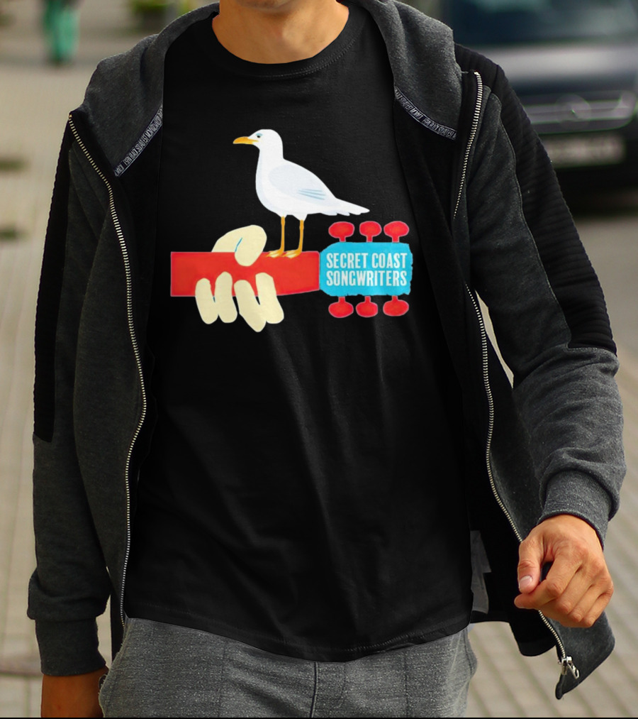 Secret Coast Songwriters Seagull On Red Guitar Neck T-Shirt
