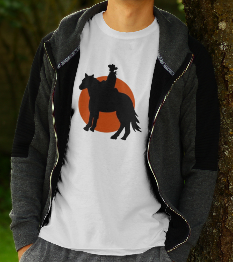 Alex Cowboy Bargain Silhouette Against Sunset T-Shirt