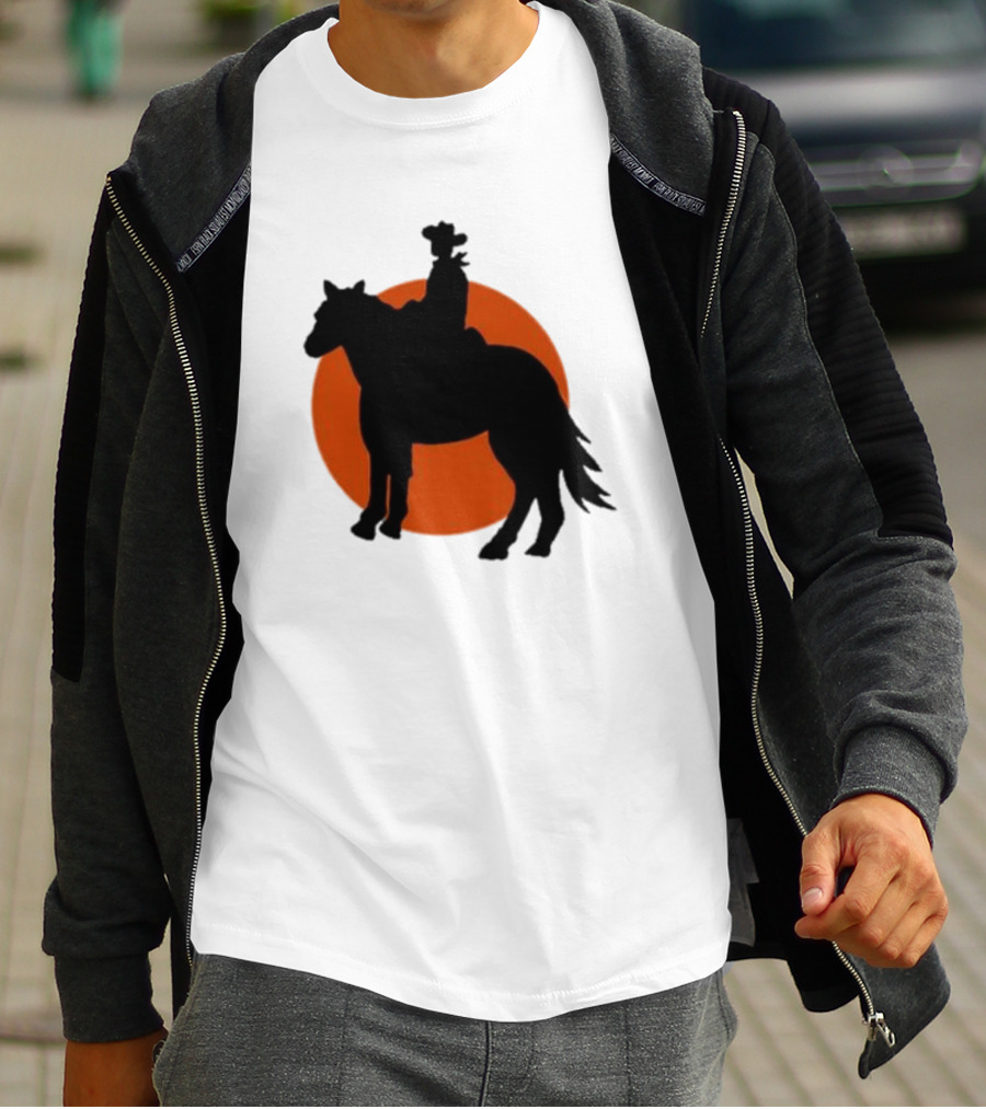 Alex Cowboy Bargain Silhouette Against Sunset T-Shirt