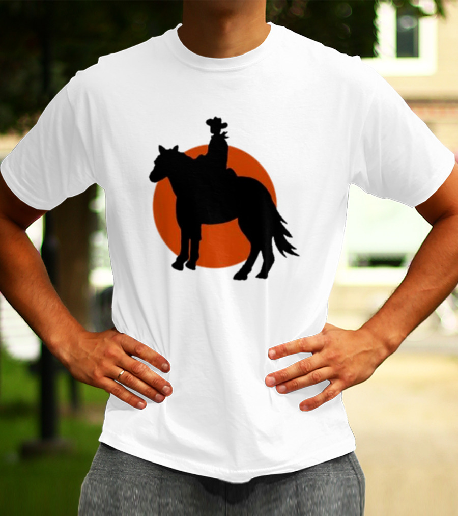 Alex Cowboy Bargain Silhouette Against Sunset T-Shirt