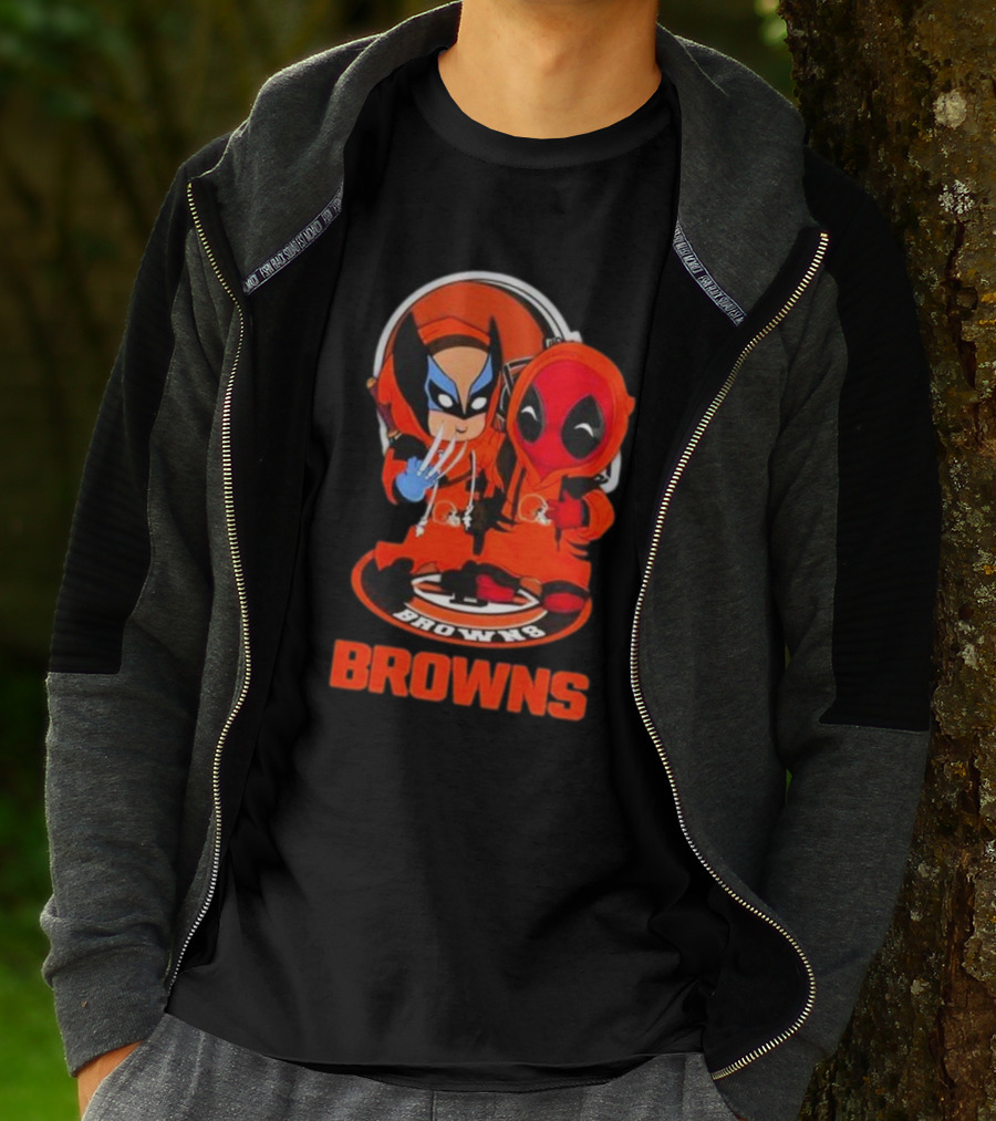 Cleveland Browns Marvel Wolverine Deadpool Browns Fans T-Shirt