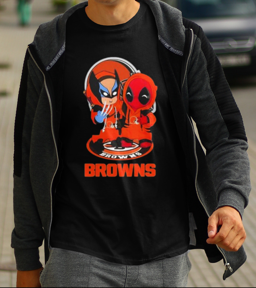 Cleveland Browns Marvel Wolverine Deadpool Browns Fans T-Shirt