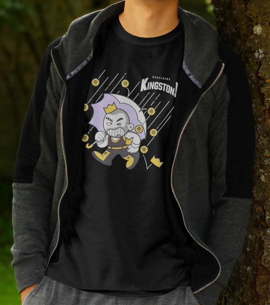 Dangerous Kingston Graphic With Umbrella And Crown Motif T-Shirt