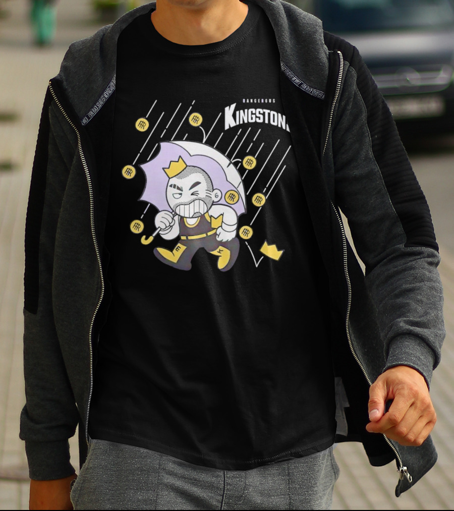 Dangerous Kingston Graphic With Umbrella And Crown Motif T-Shirt