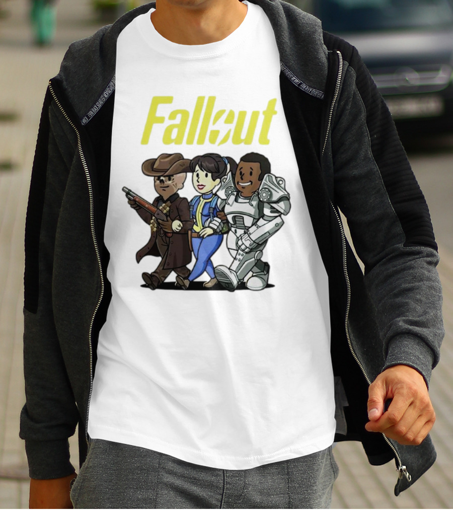 Fallout Cartoon Trio Vault Dweller Adventurers T-Shirt