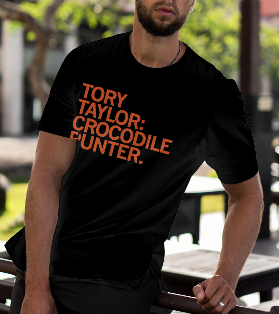 Tory Taylor Crocodile Punter Football Sports Fan Black T-Shirt
