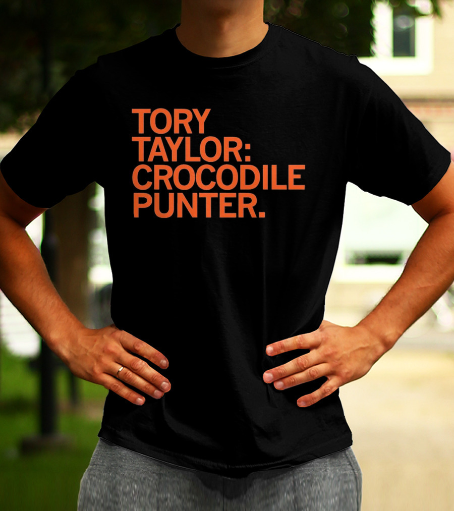 Tory Taylor Crocodile Punter Football Sports Fan Black T-Shirt