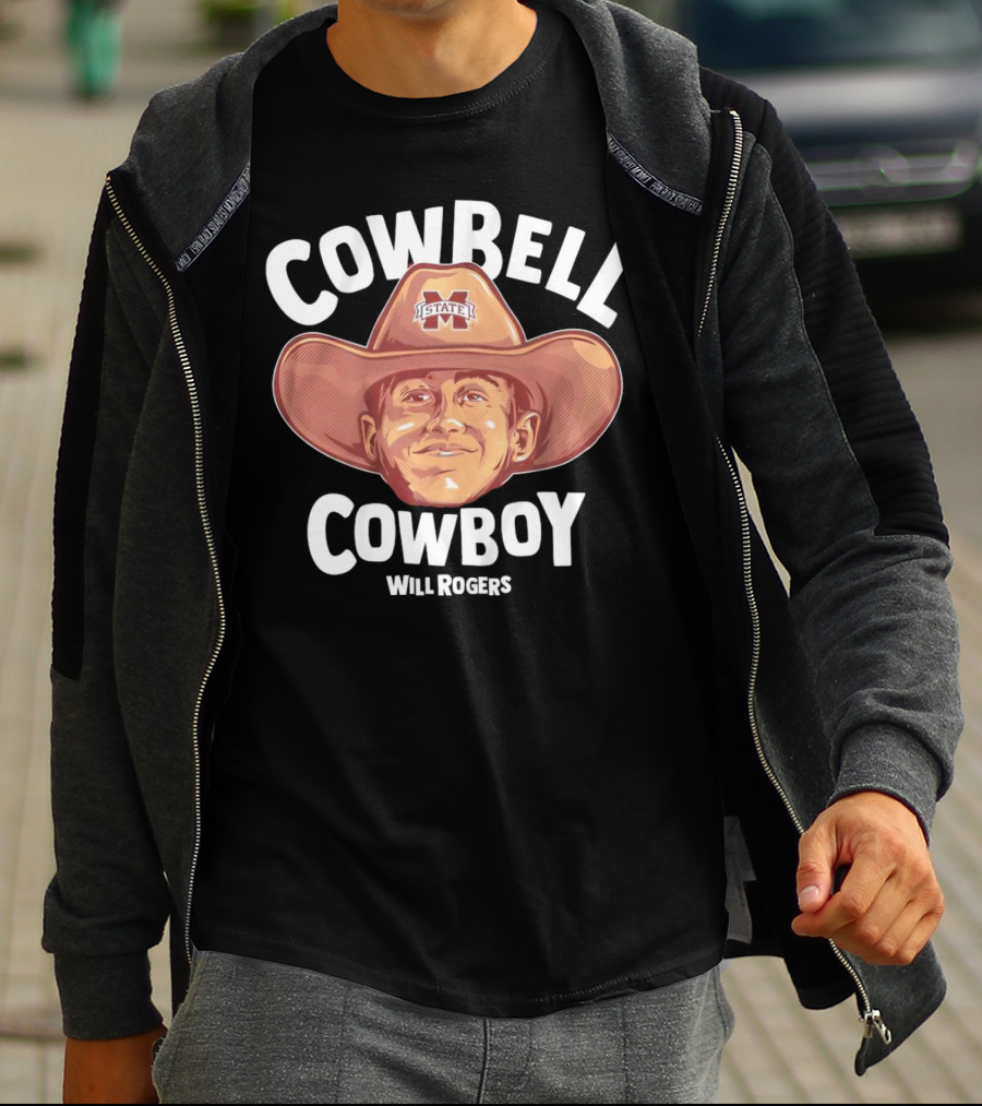 Cowbell Cowboy Will Rogers Mississippi State Bulldogs T-Shirt