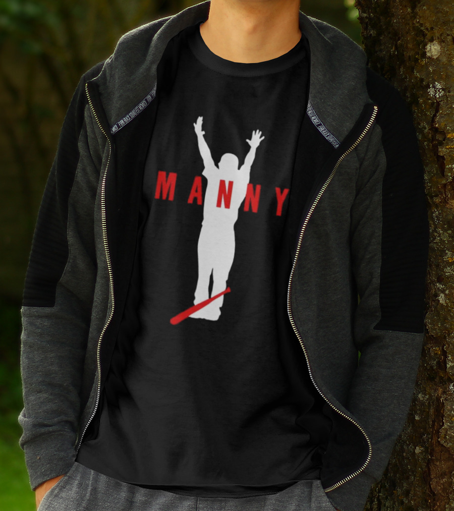 Manny Baseball Bat Silhouette With Raised Arms T-Shirt